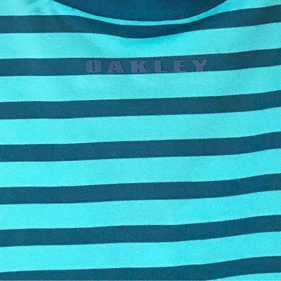 Oakley striped polo shirt mens size large blue green golf casual regular fit - Picture 6 of 6
